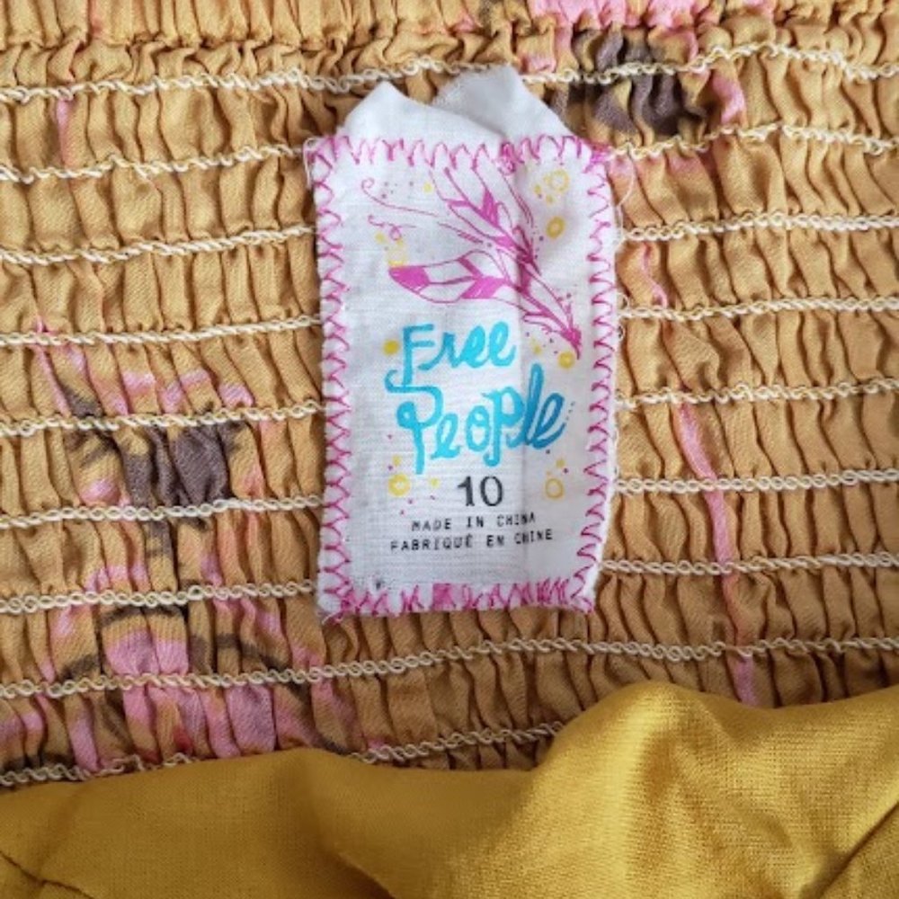 Free People Mustard Yellow Floral Halter Dress Size M - Picture 3 of 8